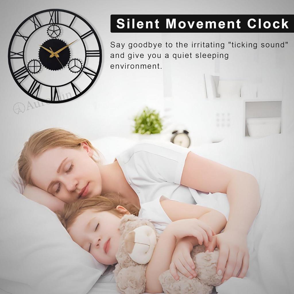 Väggklocka för Vardagsrum, Sovrum, Kontor, Kök, Hem och Hall, Snygg Unik Stor Modern Väggklocka för Heminredning(40 cm, Mattsvart)