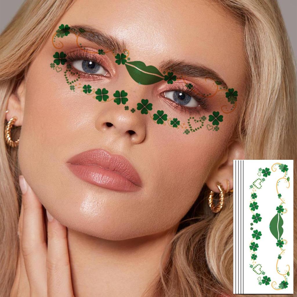 Waterproof Four-Leaf Clover Face Tattoo Stickers for St. Patrick's Day Festival