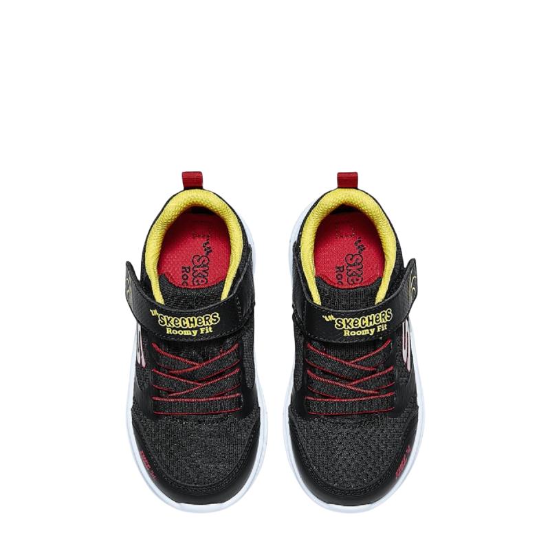 Skechers Kids Boys Fashion Versatile Breathable Lightweight Shock Absorbing Low Top Walking Shoes Baby sneaker Black Red 407333N-BKRD