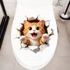 Cute Orange Cat Breaking Through Wall Self Adhesive Toilet Tank Sticker Waterproof