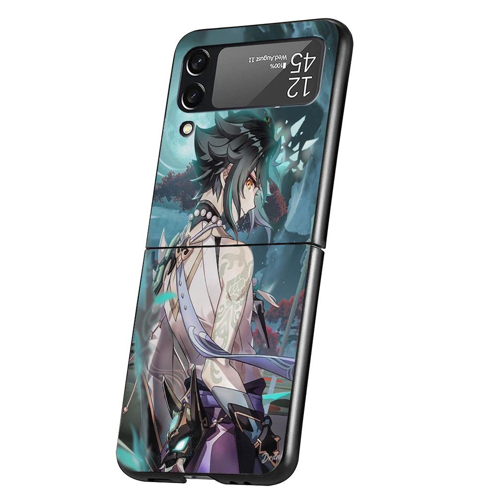 Xiao Genshin Impact Cover Phone Case For Samsung Galaxy Z Flip 7 6 5 4 3 5G Flip7 Flip6 Flip5 Flip4 Flip3 Black Fundas Shell Gal