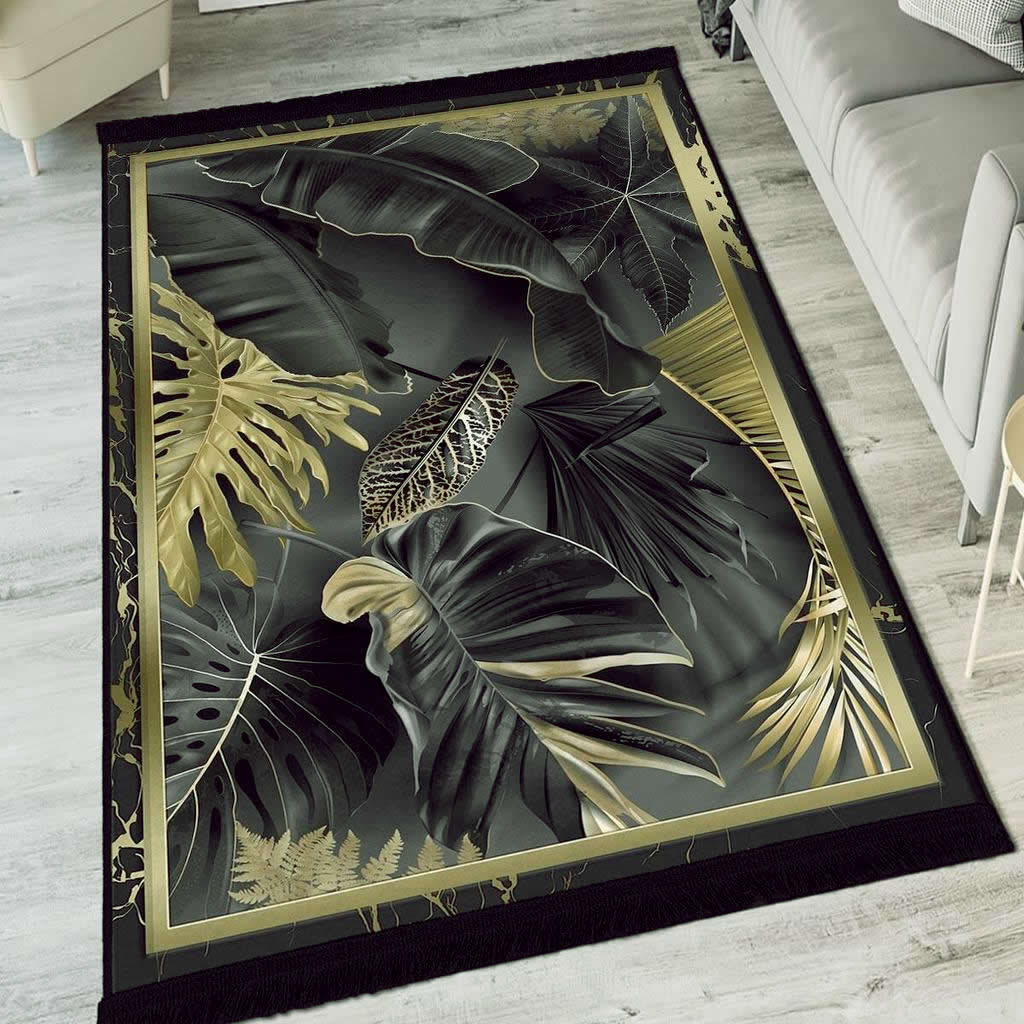 EPeddler Home Dekorativní Leopardí zlatý vzor Digitální potisk Omyvatelná protiskluzová základna s bodkami Nová generace Obývací pokoj, kuchyně, předsíň Koberec a rohožka
