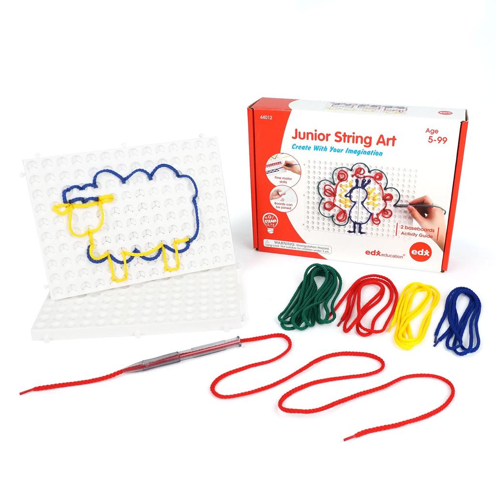 Edxeducation Junior String Art Set Stringing Toy Educational Toy Colorful String Play Learn Shapes and Symmetry Enhance Fine Motor Skills and Pattern