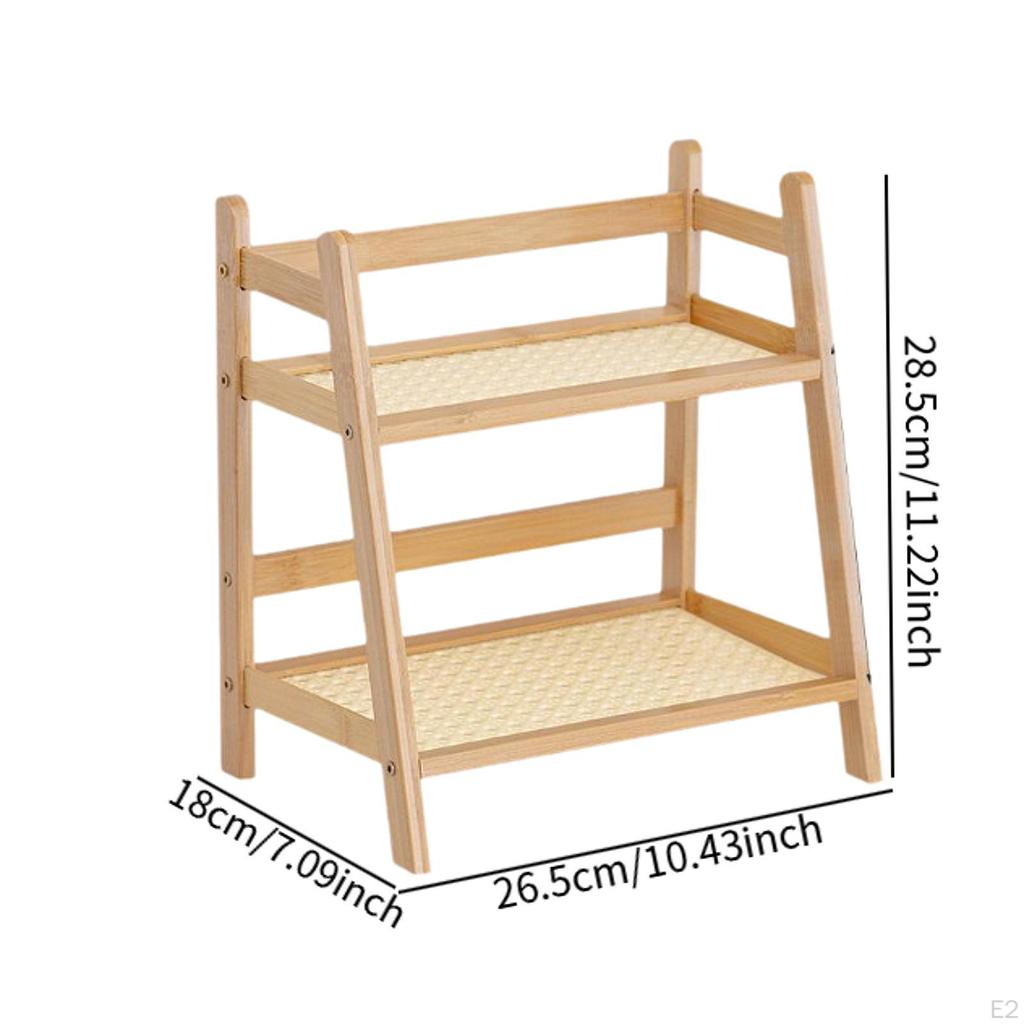 2 Layer Bamboo Organizer for Cups And Skincare on Countertop