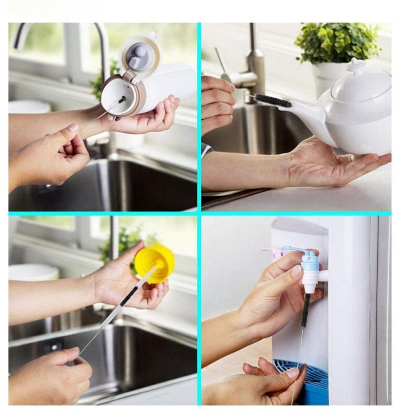 1 Set med 10 Rengöringsborstar 304 Rostfritt Stål Nylonborste Multi-Typ Provrör Pipettborste Pipborste