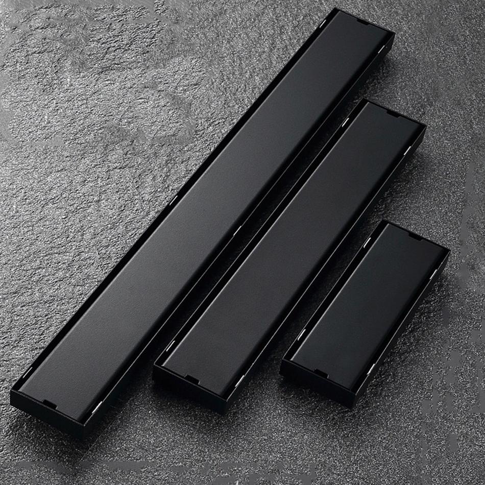 Invisible Floor Drain Black 304 Stainless Steel Anti-odor Bath Shower Long Linear Drainage Tile Insert Side Floor Drains Cover