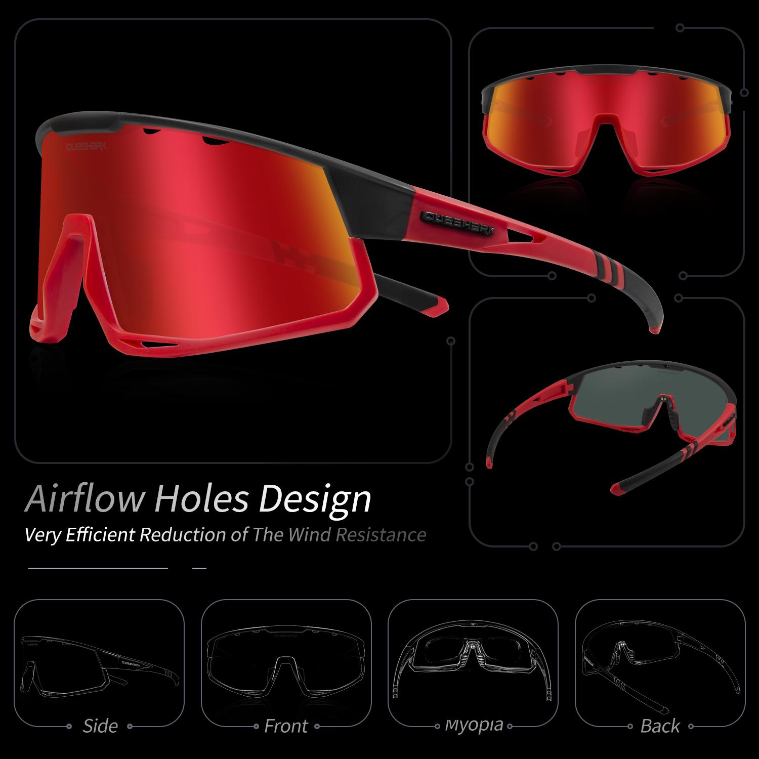 Queshark поляризационные спортивные очки для мужчин и женщин велосипедные солнцезащитные — фото 4
