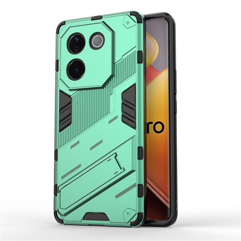 For Vivo T3 Pro Lite Punk Armor Shockproof Bumper Rugged Rubberized PC Fitted Kickstand Case Stand Holder Cover Shell