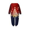 Christmas Print Parent-Child Outfit Hooded Zipper One-Piece Fashionable Home Suit Set