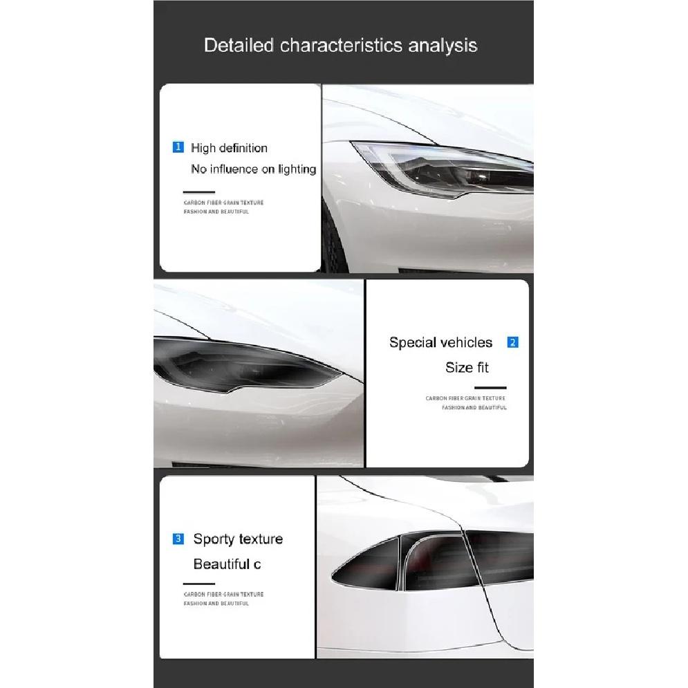 For Tesla Model X TPU Blackened Headlight Taillight Foglight Protective Film for Model S 2024 Black Color Changing Films