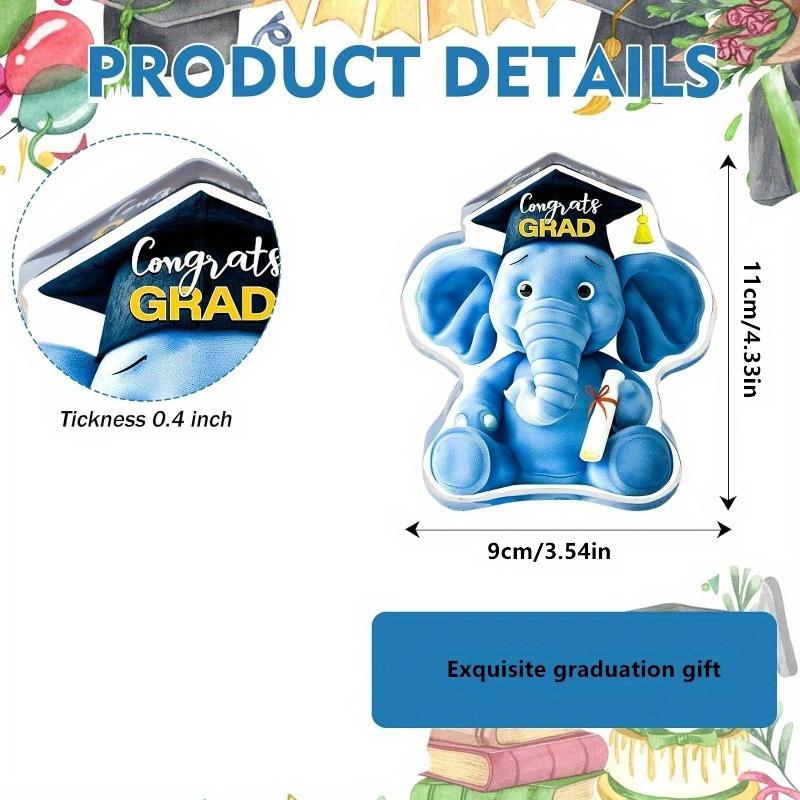 Personalized Acrylic Graduation Elephant Ornament, Unique Graduation Gift, Exquisite Graduation Desktop Center Decoration