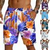 Pantaloncini da uomo a stampa hawaiana ad asciugatura rapida - Pantaloncini casual leggeri con coulisse e tasche, Costumi da bagno estivi da spiaggia di media lunghezza