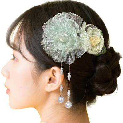 [ULITU] Hair Ornament for Yukata, Dangling Hair Accessory, for Yukata, Japanese Clothing, Summer Festivals, Fireworks Displays, Simple Flower Design,