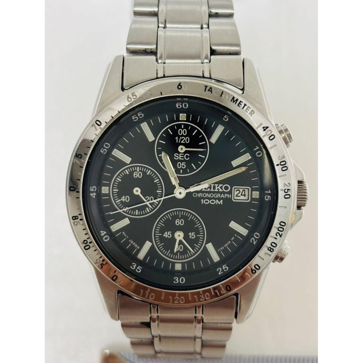 SEIKO 7T92-0DW0 Chronograph CHRONOGRAPH Watch Black Dial WATCH WORKING