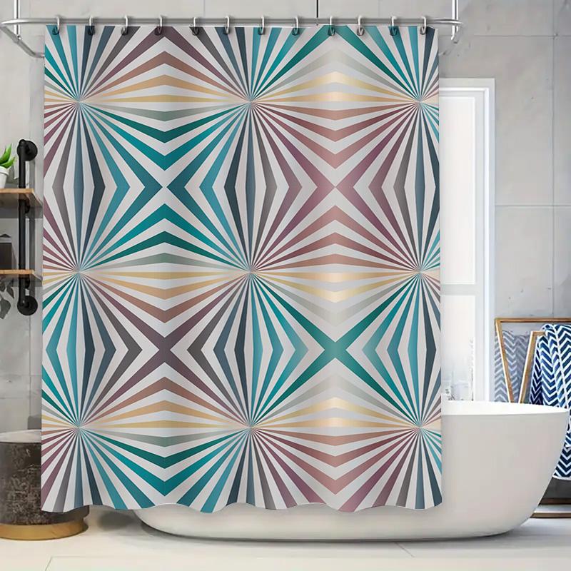

Modern Geometric Pattern Waterproof Shower Curtain 3D Printed Bath Decoration For Home Bathroom Decorations In Multicolors (128 W60H190(CM)-1 Pcs