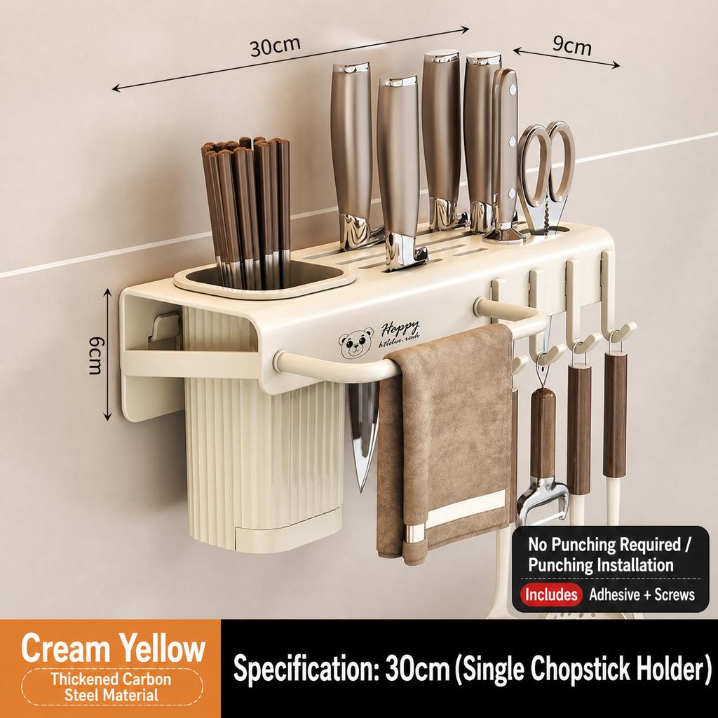 Knife Holder Kitchen No-Drill Carbon Steel