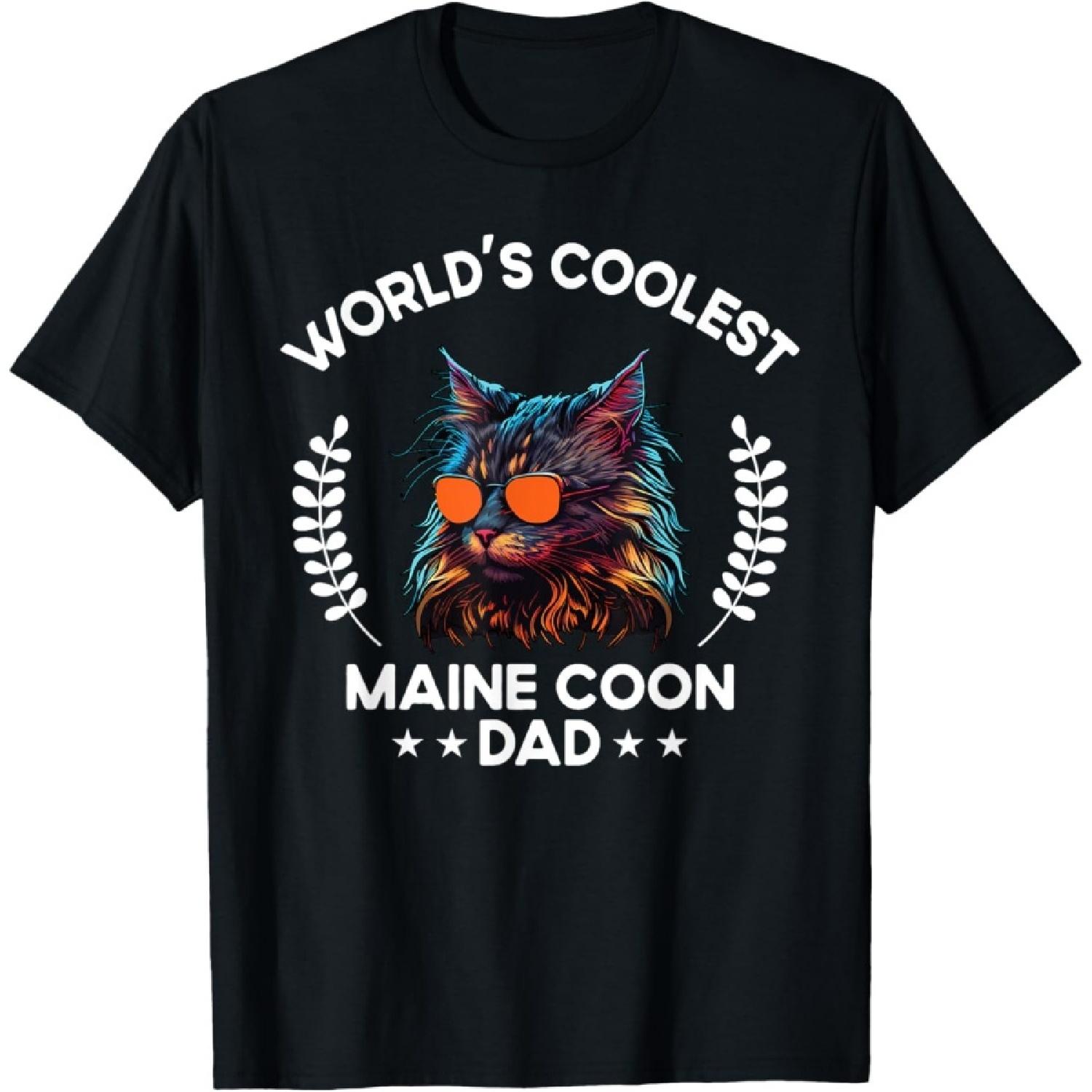 World s Coolest Dog Dad Papa - Men Maine Coon Cat T-Shirt S