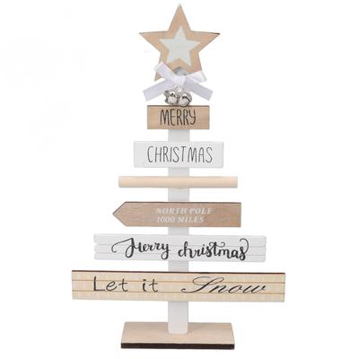 Christmas Tabletop Ornaments Wooden Sign Decoration with Base for Gifts Home Decor Layout Prop