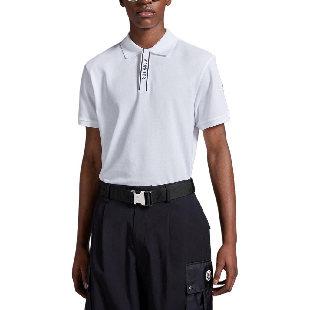 Moncler SS24 Knitted Collar Logo Pattern Short Sleeve Polo Shirt Men Polo Shirts Optical-White J10918A0000289A16002