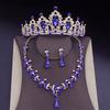 Water Drop Crystal Bridal Jewelry Sets Women Bride Tiara Crowns Earring Necklace Set Princess Wedding Dress Jewelry Accessories