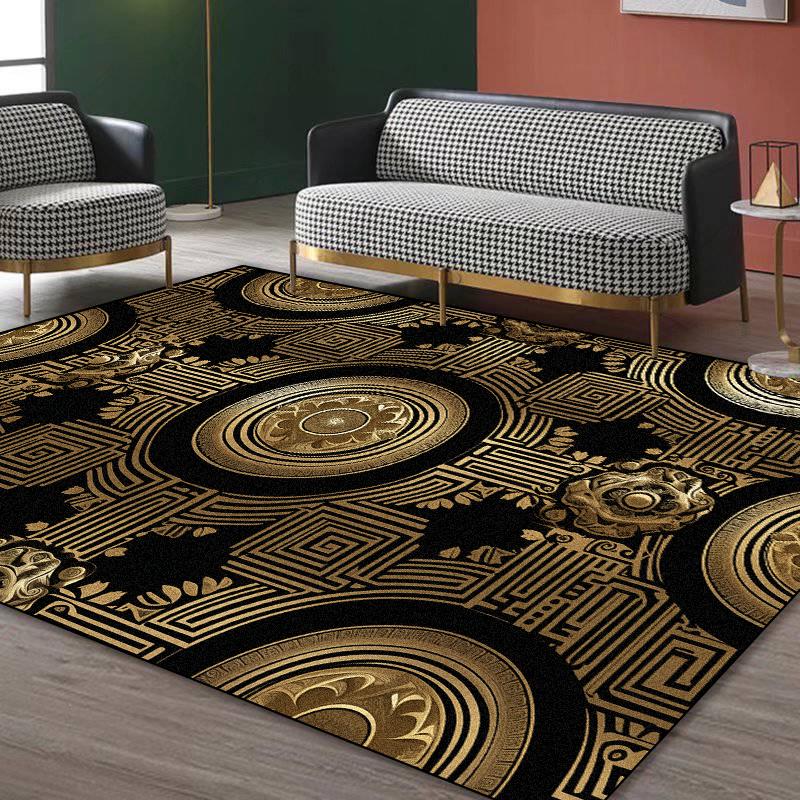 Nordic Style Large Rugs for Living Room Luxurious Black Gold Decoration Non-slip Fioor Mats Bedroom Cloakroom Soft Fluffy Carpet