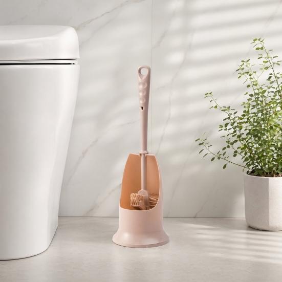 Long Handle Toilet Brush with Anti-Slip Grip, Silicone Bristles Curved Double Head Cleaning Brush for Deep Cleaning Stain