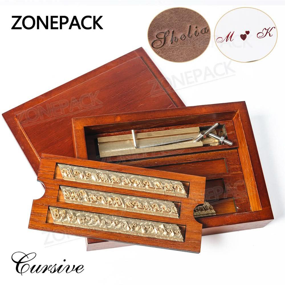 ZONESUN Brass Letter 6mm Hot Foil Stamping Letters Mold Set with Wood Box Time New Roman
