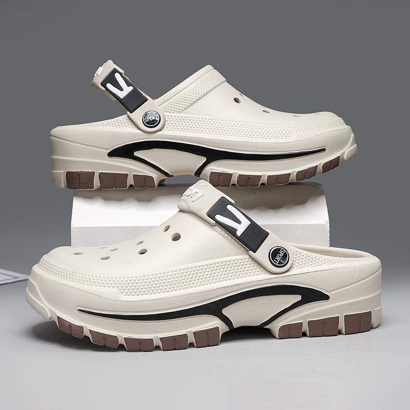 Hole shoes men's summer wear versatile sandals men's beach shoes casual breathable half pack of cool slippers men