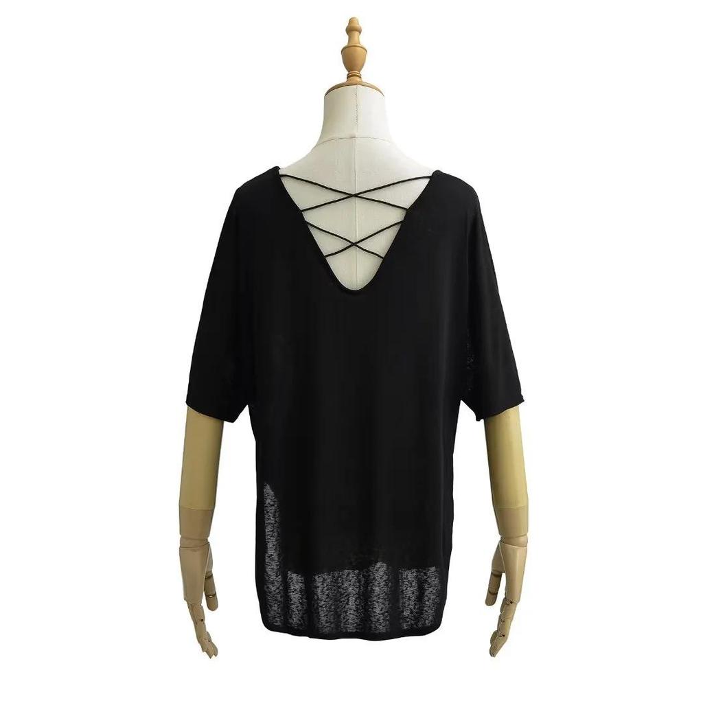 Women's Jazz Dance Loose Short-Sleeve T-Shirt with Back Cutout and Sun Protection