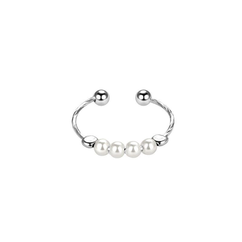 Pearl Modern Copper Ring For Women Unique Summer Style Adjustable Design Open