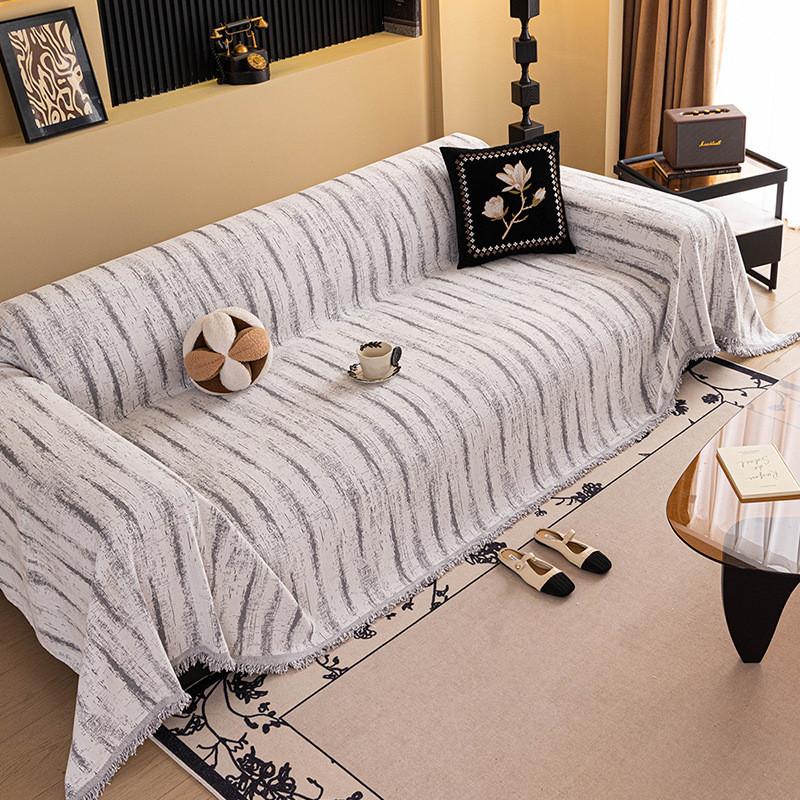 1pcs Simple Stripe Chenille Sofa Cover Waterproof Cat Resistant All Season Couch Protector Slipcover