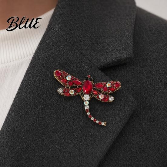 Brooch Electroplated Alloy Brooch Dragonfly Pin with Sparkling Rhinestones Inlaid