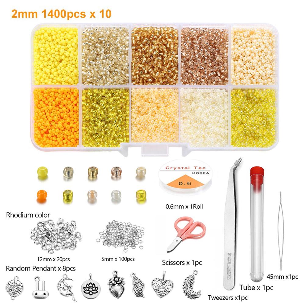 14000 Stück Tschechische Glas-Samenperlen Gürtel Box-Set Charm Perlen für DIY Ohrring Armband Halskette Schmuckherstellung Zubehör Kits