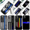 Police Thin Blue Line American Flag Phone Case For iPhone 16 Pro 15 Pro 11 12 13 14 Pro Max Mini XR 16e 15 16 Plus Cover Shell