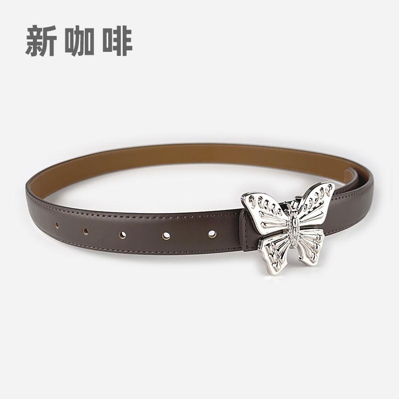 Leather Ladies Belt Butterfly Women'S Cowhide Belt With Casual Jeans Belt