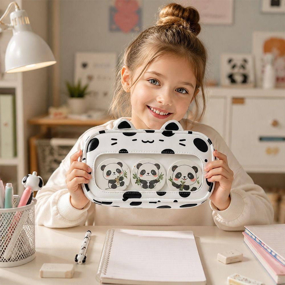 With Clear Window Pencil Pouch Double Layers Stationery Bag Kawaii Pen Bag  Gift