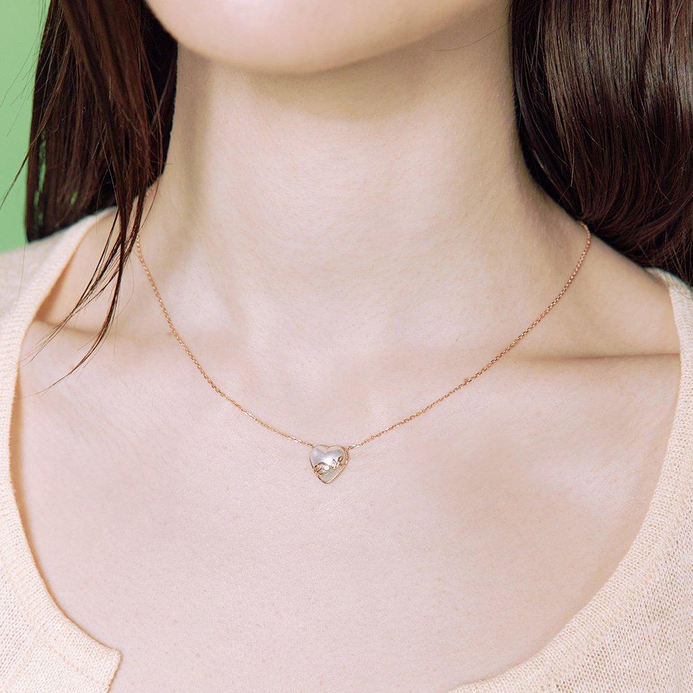 [Rosemont] Silver Heart Pearl Necklace Rc24B01K