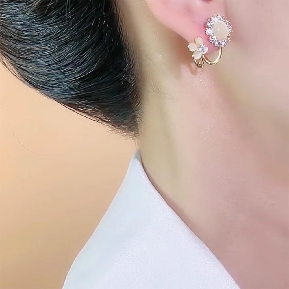 Luxury Cat's Eye Flower Zircon Earrings for Women - Exquisite & Shiny