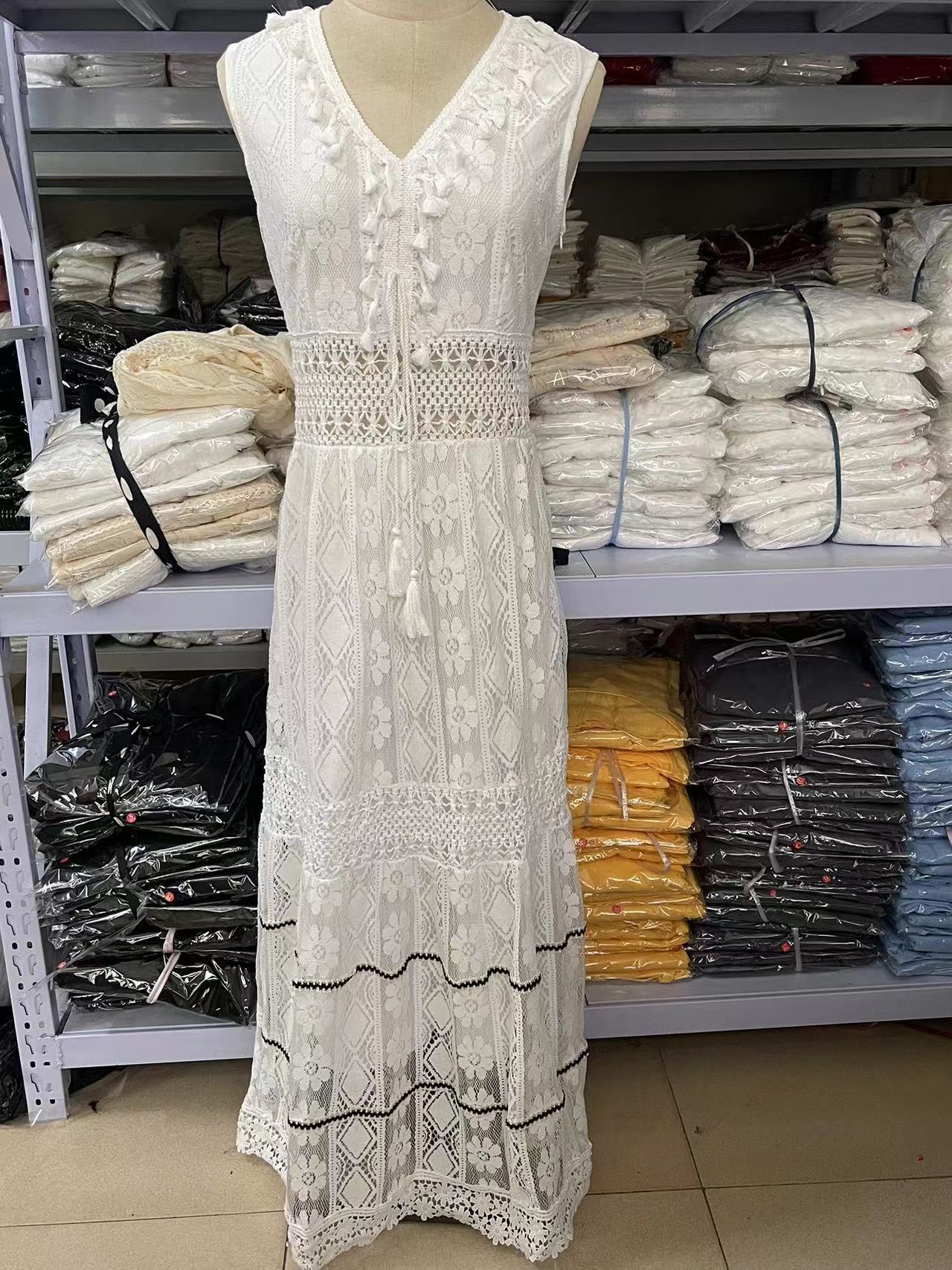 2026 Summer Temperament Bohemian Long Dress Cross-border Independent Station Explosive Women s Lace Splicing Pendulum Dress S