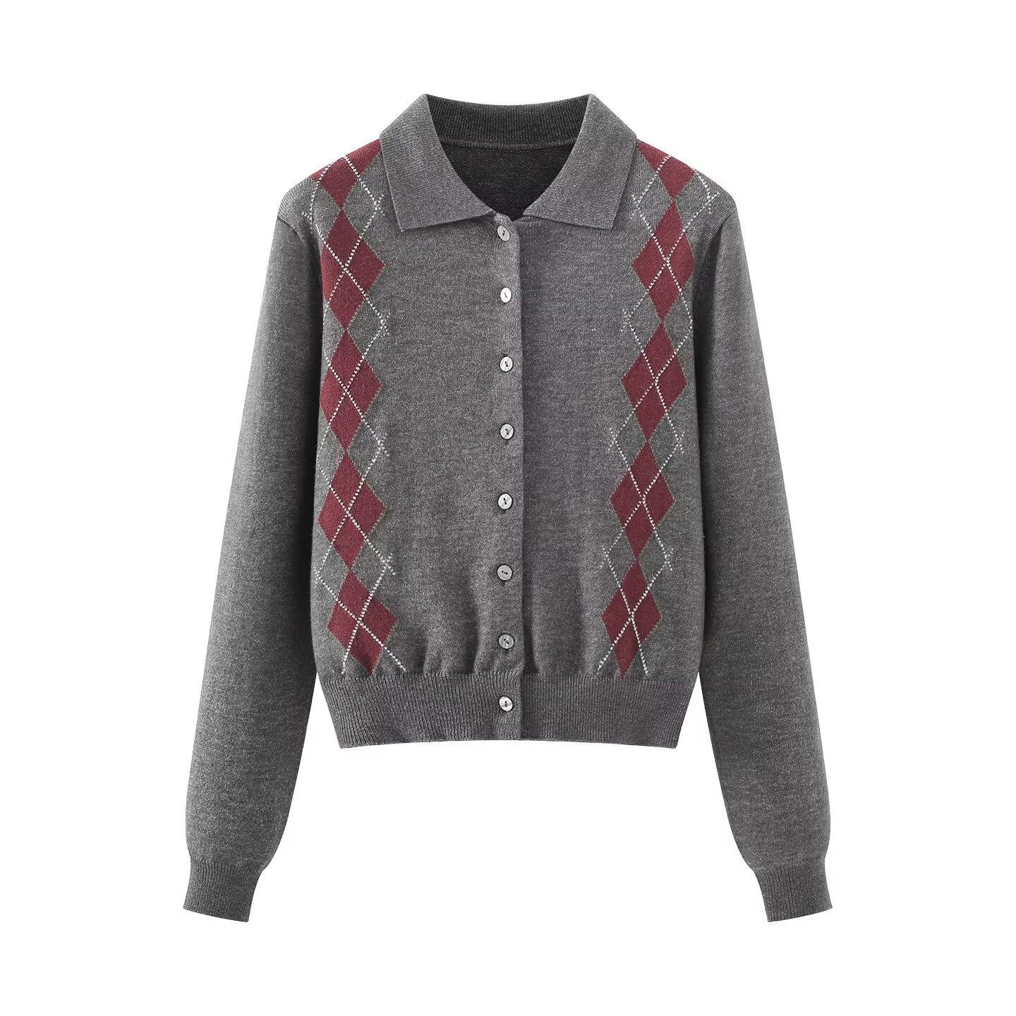 European and American style, new women s clothing, foreign style, versatile, fashionable, casual polo neck knitted sweater S