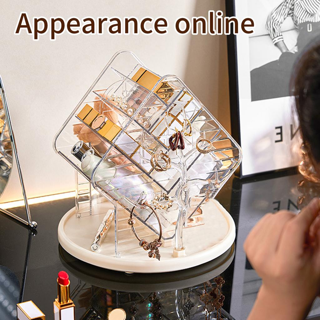 360 Degree Rotating Makeup Organizers Premium Material Makeup Organizers with Clear Visibility and Storage for Women