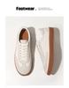 Men's Old Money Style Low-Top Breathable Cowhide Spliced Linen White Skate & Running Shoes