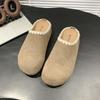 Lace Thick-soled Outer Wear Velvet Cotton Slippers 2025 Autumn New Casual One-pedal Lazy Bag Head Half Slippers