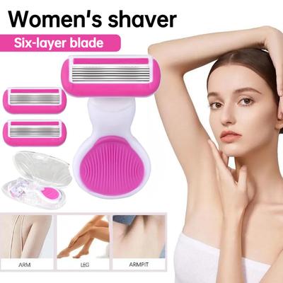 New Women Razor Mini Portable Shave Mane Leg Hair Private Body Manual Razor 6-layer Blade Lady Razor With Case