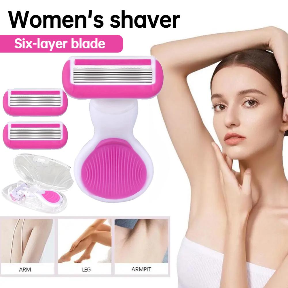 New Women Razor Mini Portable Shave Mane Leg Hair Private Body Manual Razor 6-layer blade Lady Razor With Case