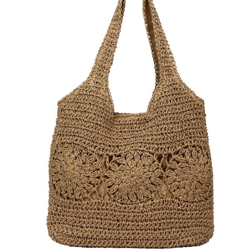 New seaside leisure vacation shoulder bag casual simple trend underarm straw reticulated woven beach bag