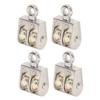 4pcs Stainless Steel Double Pulley Block 100KG Capacity Rope Pulley Block  Cable Pulling