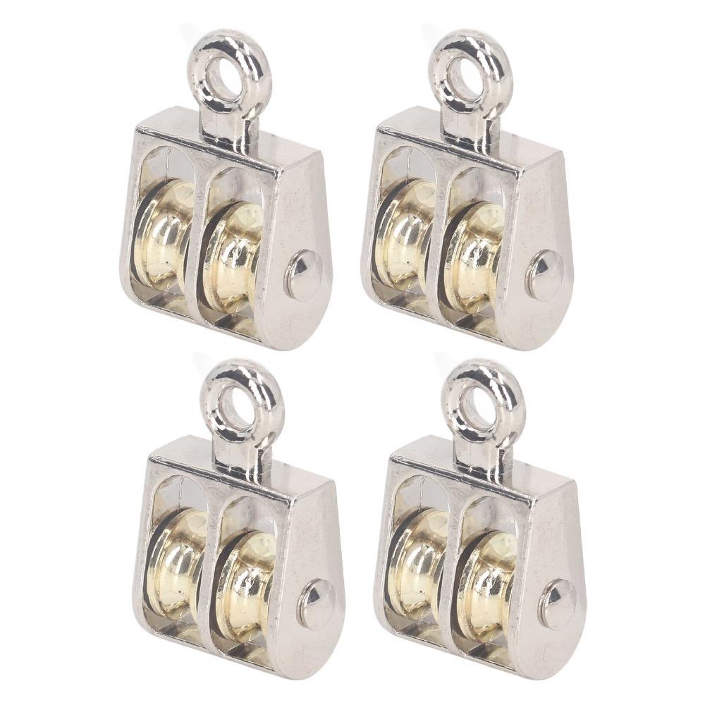 4pcs Stainless Steel Double Pulley Block 100KG Capacity Rope Pulley Block Cable Pulling