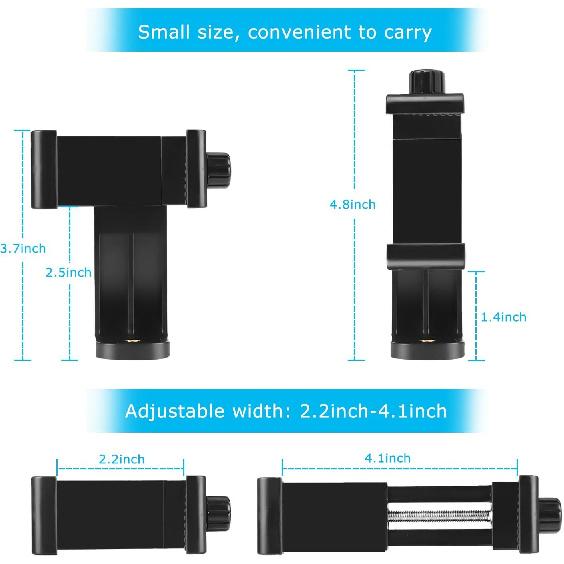 Premium Smartphone Holder/Vertical and Horizontal Tripod Mount Adapter Rotatable Bracket with 1/4 Inch Screw/Adjustable Clip for iPhone, Android Cell