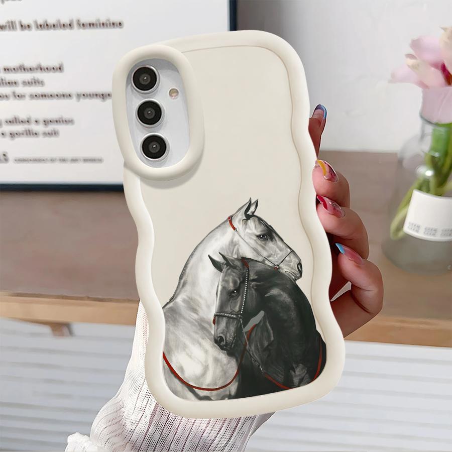 White Black Horse Soft Phone Cover Case for Samsung Galaxy A52 A21s A16 A14 A13 A11 A12 A15 A23 A22 A33 A53 A04 A06 A05 A03